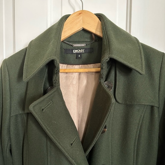 DKNY wool trench pea coat - hunter green - Picture 3 of 10